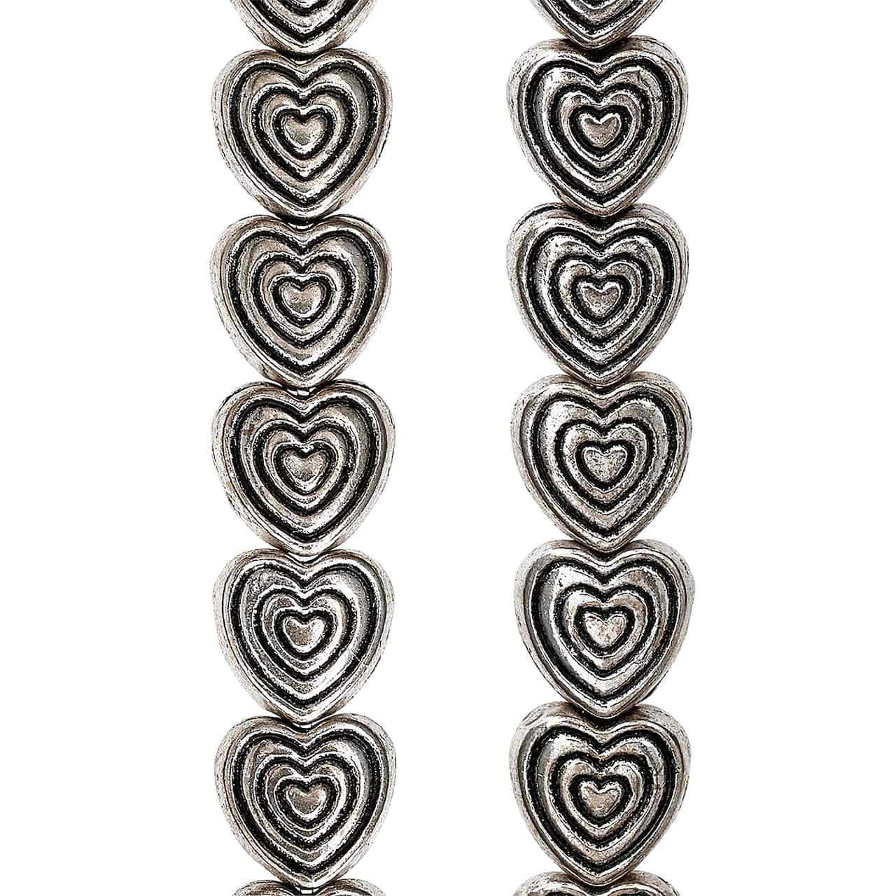 12 Pack: Silver Plated Carved Heart Beads, 6mm by Bead Landing™